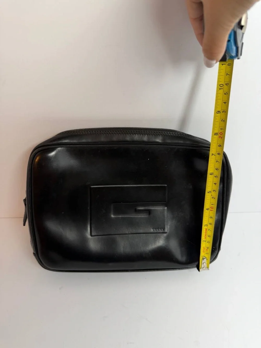 Gucci Tom Ford Era Square G Logo Black Patent Leather Clutch